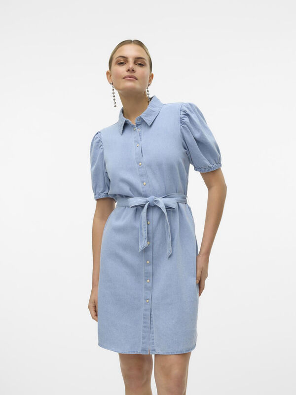 Vero Moda Vestido curto denim de manga curta  Azul