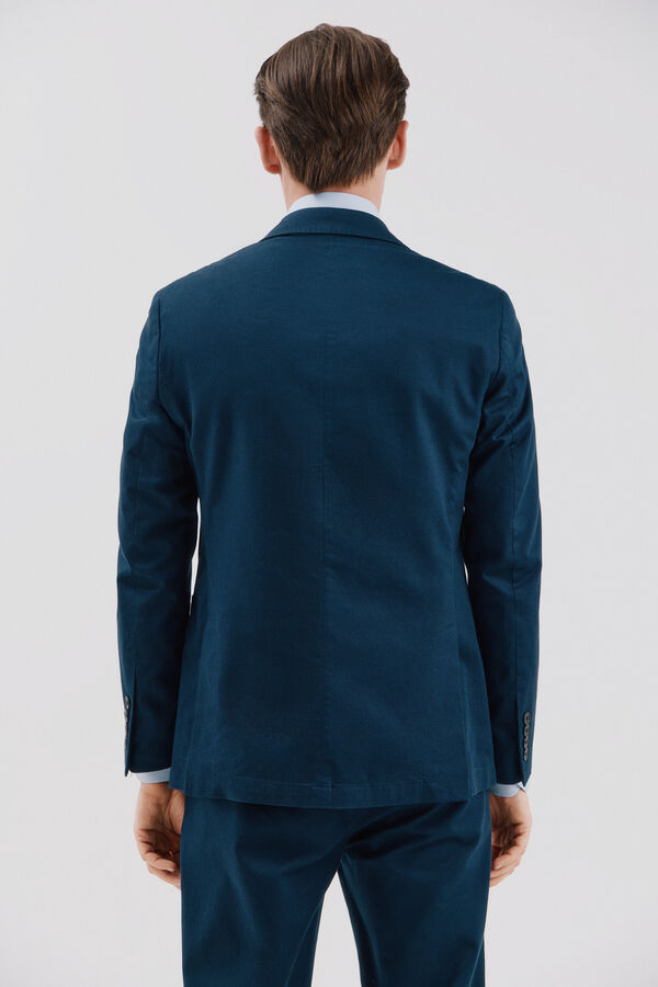 Cortefiel Blazer de algod&atilde;o e linho Azul