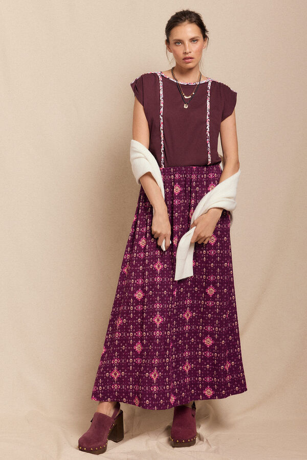 Slowlove Camiseta trenza fruncida Granate