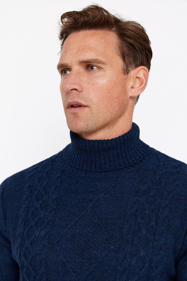 Cortefiel Camisola l&atilde; tor&ccedil;al gola alta Azul