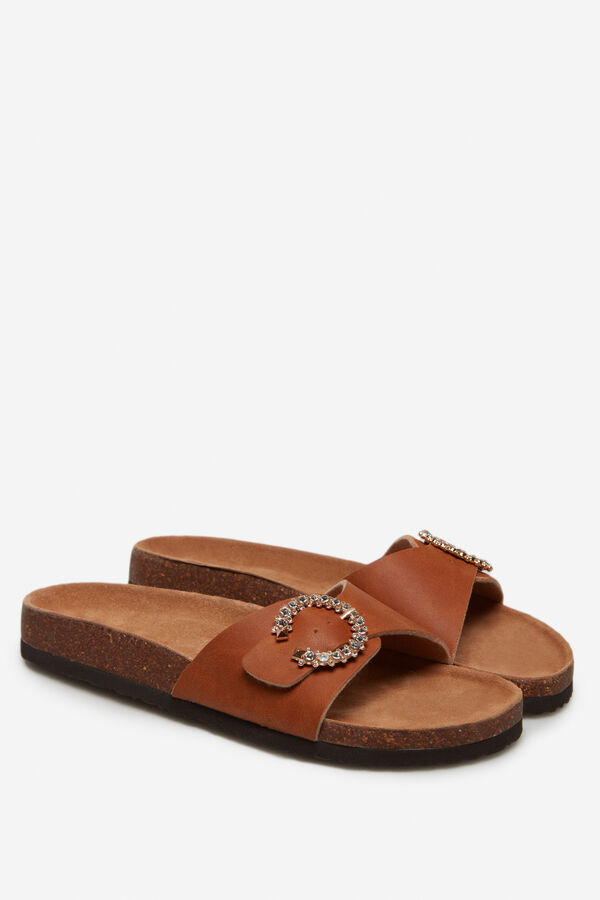 Cortefiel Sandalia joya Marr&oacute;n oscuro