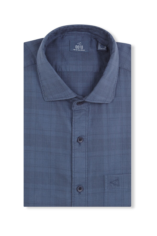 OOTO Camisa cuadro sobretintado Azul marino