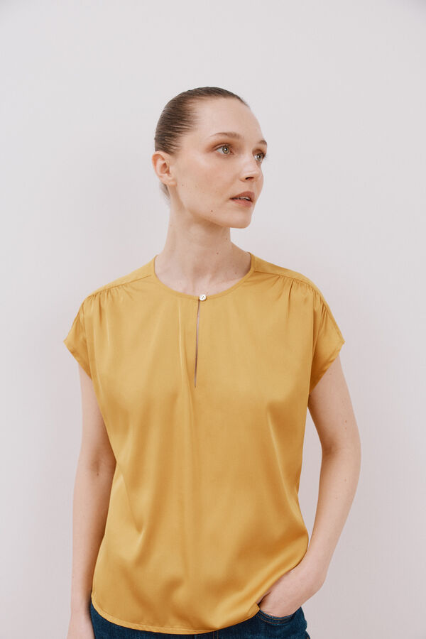 Cortefiel Top combinado acetinado Dourado