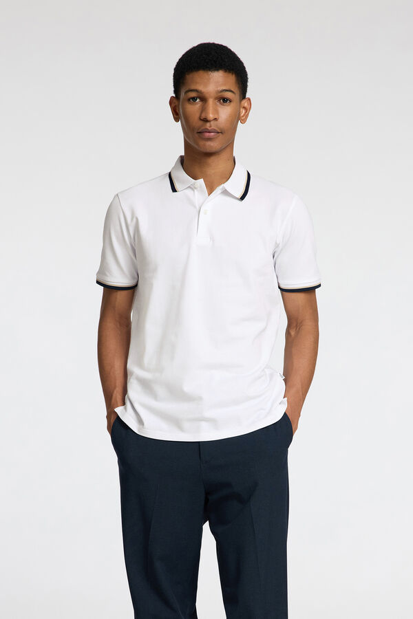 Selected Polo manga curta piqu&eacute; Branco