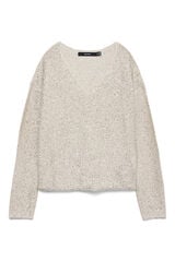 Vero Moda Jersey de lurex y lentejuelas Beige