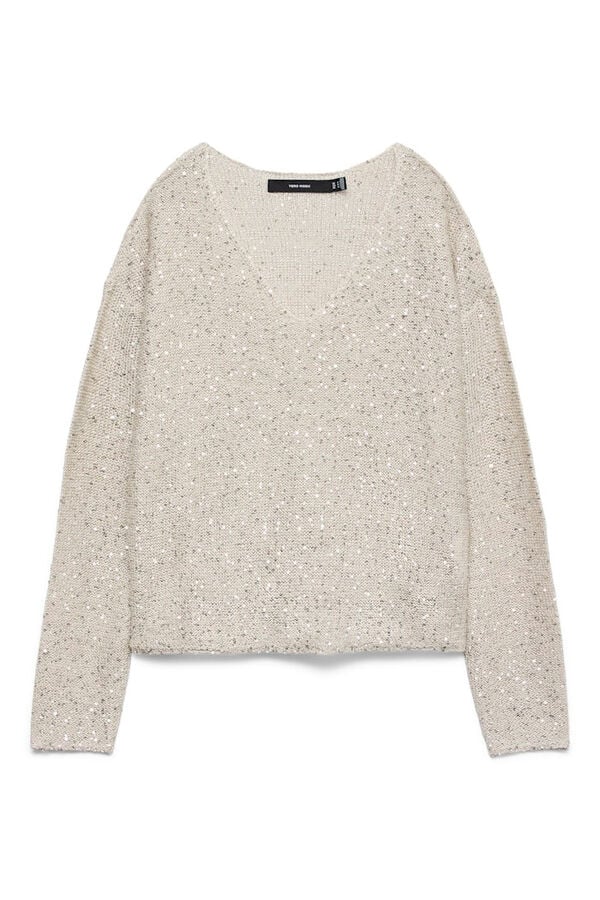 Vero Moda Jersey de lurex y lentejuelas Beige