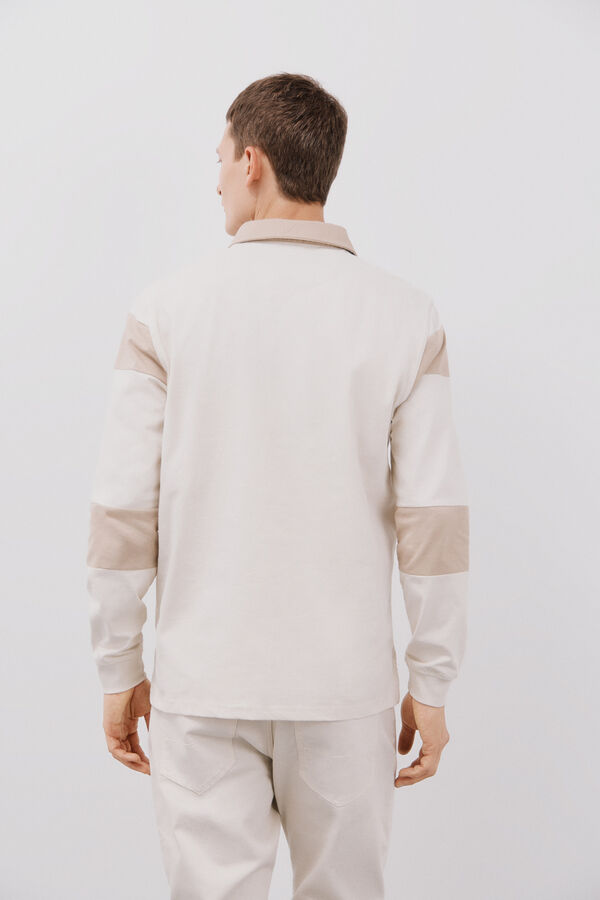 Cortefiel Polo rugby riscas Ecru