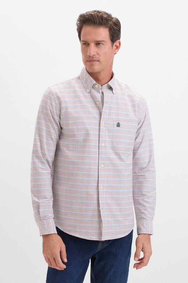Cortefiel Camisa oxford cuadros Marfil
