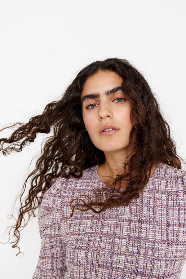 Cortefiel Top de tweed de punto Rosa