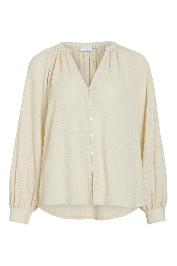 Vila Blusa de manga larga con cuello mao Beige