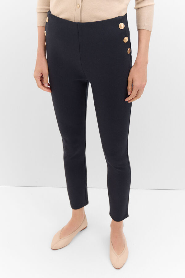 Cortefiel Leggings com abotoadura Preto