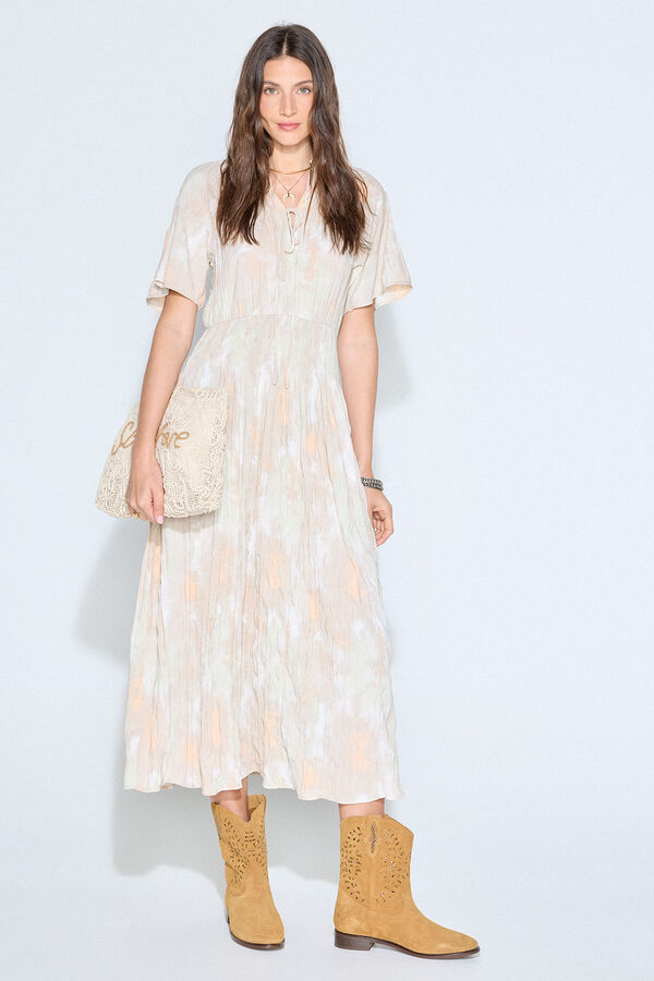 Slowlove Vestido largo Tie-Dye Estampado blanco