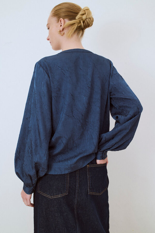 Object Top manga comprida textura Roxo