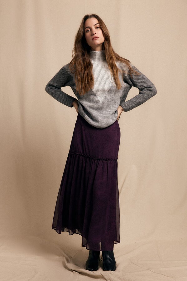 Slowlove Falda midi estampada Estampado morado