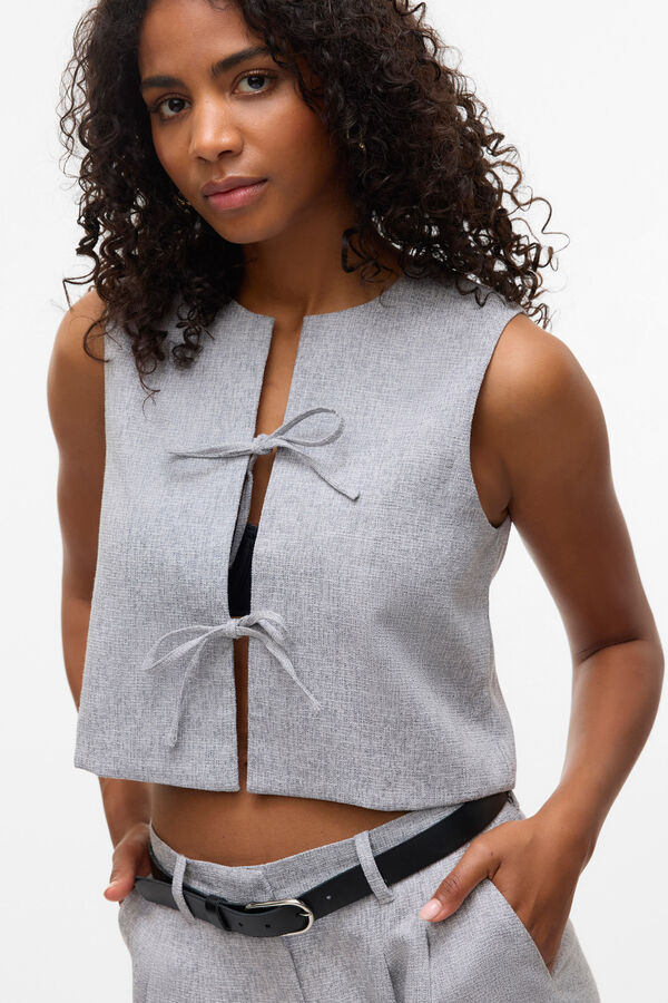Vero Moda Chaleco de Tweed Gris