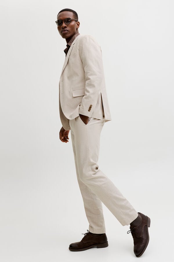 Jack & Jones Pantal&oacute;n vestir lino Beige