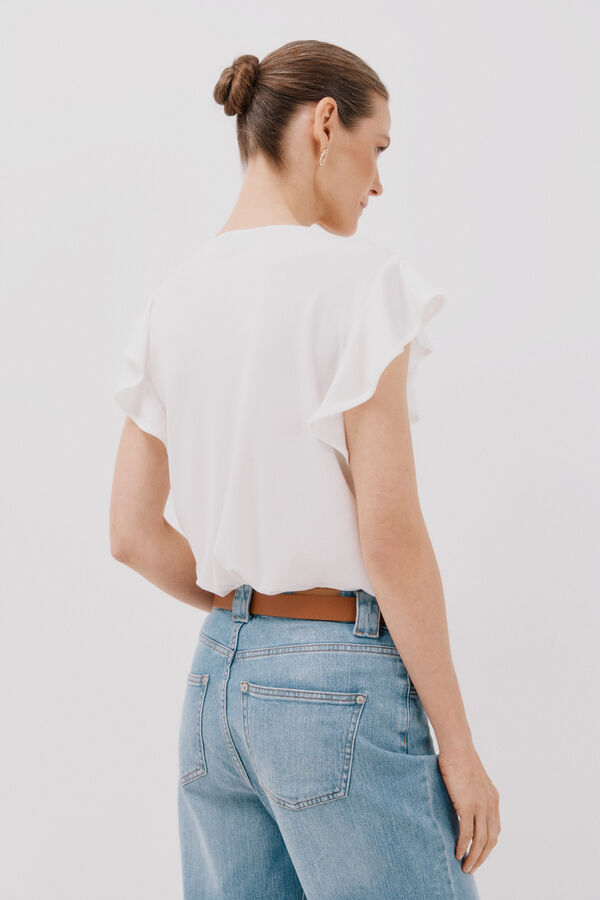 Cortefiel Top de malha com detalhe em forma de l&aacute;grima Branco