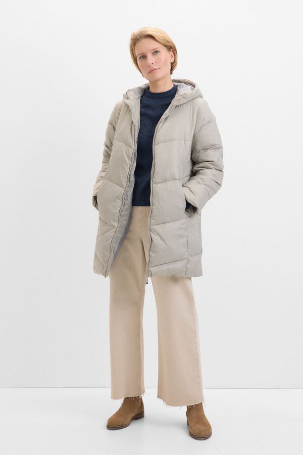 Cortefiel Abrigo largo plumas Kaki