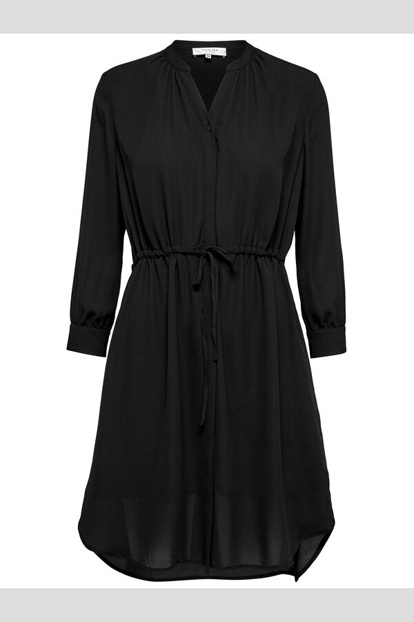 Selected Vestido camisero de manga larga confeccionado con materiales reciclados. Negro