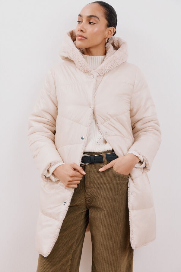 Cortefiel Sobretudo comprido reversível efeito pelo Ecru