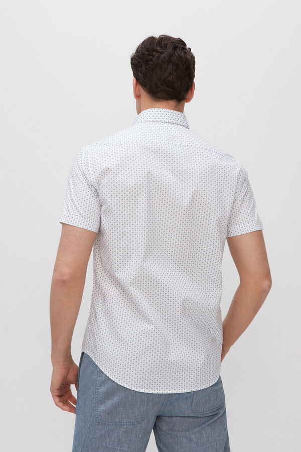 Cortefiel Camisa estampada manga corta Coolmax Eco-Made Estampado blanco