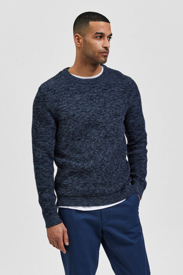 Selected Jersey de punto cuello redondo Azul