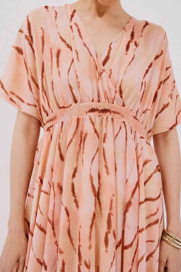 Cortefiel Vestido largo estampado fluido Multicolor