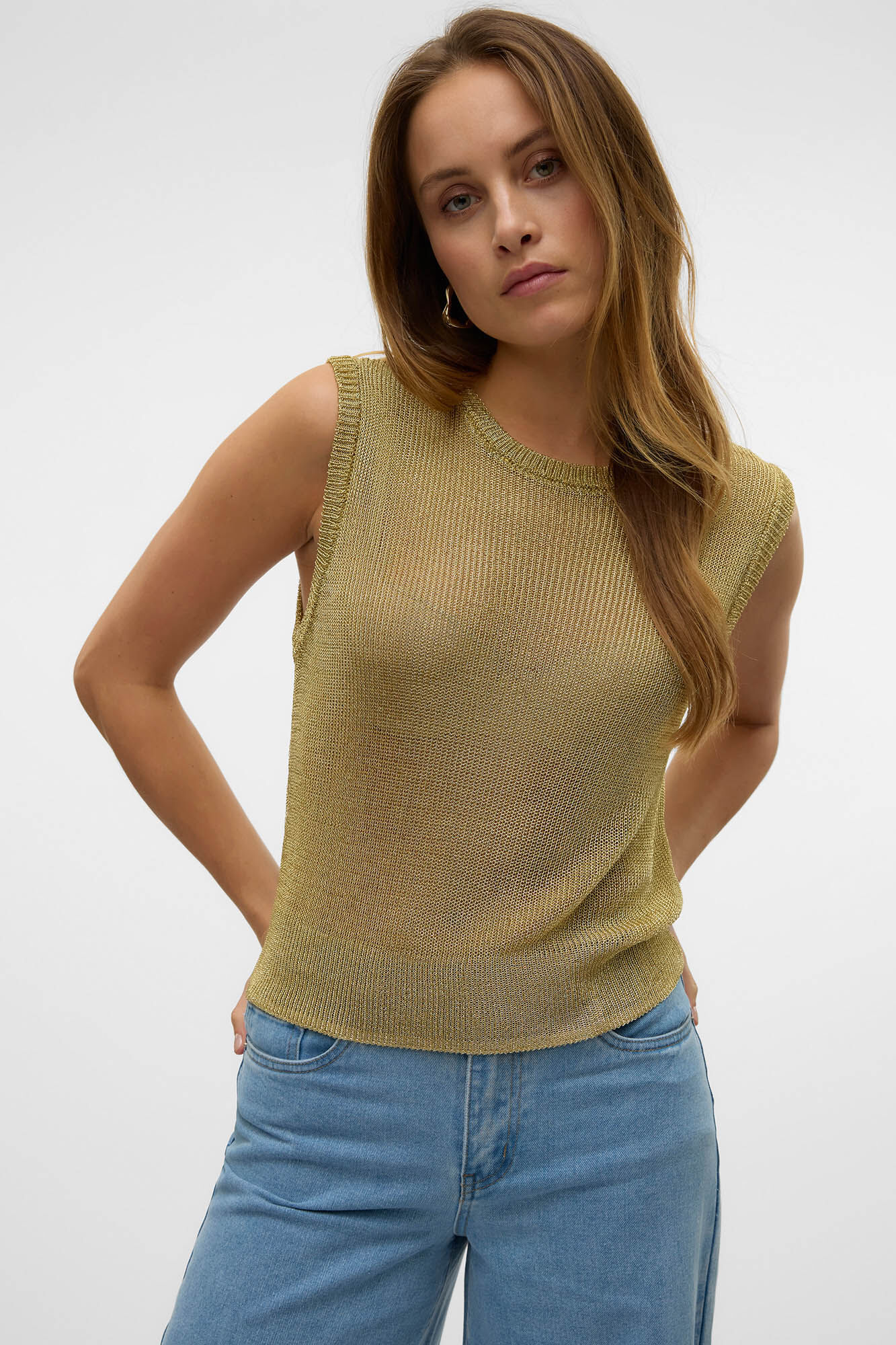 Vero Moda Top de punto metalizado