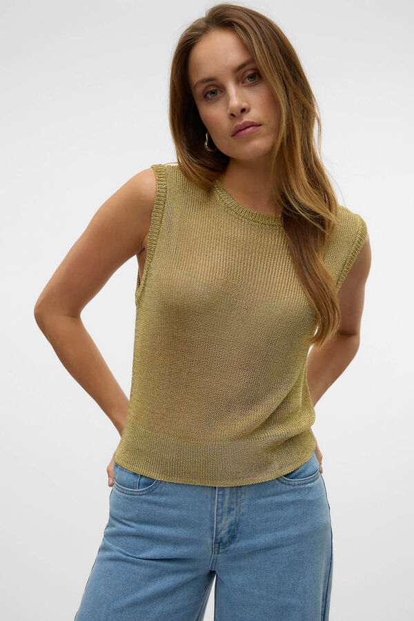 Vero Moda Top de malha metálica Castanho