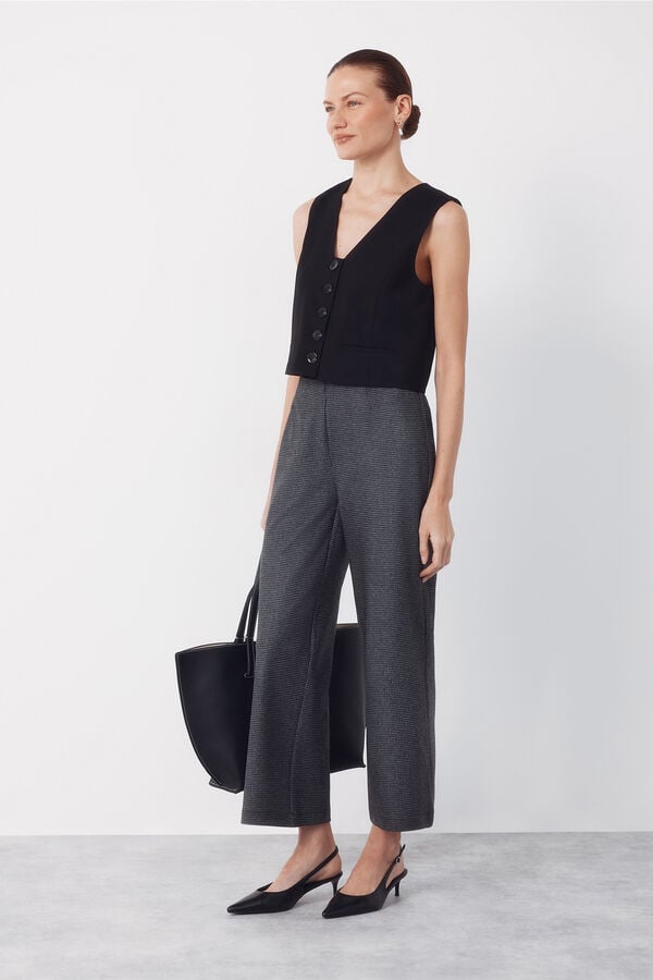 Cortefiel Pantal&oacute;n punto ancho Estampado gris