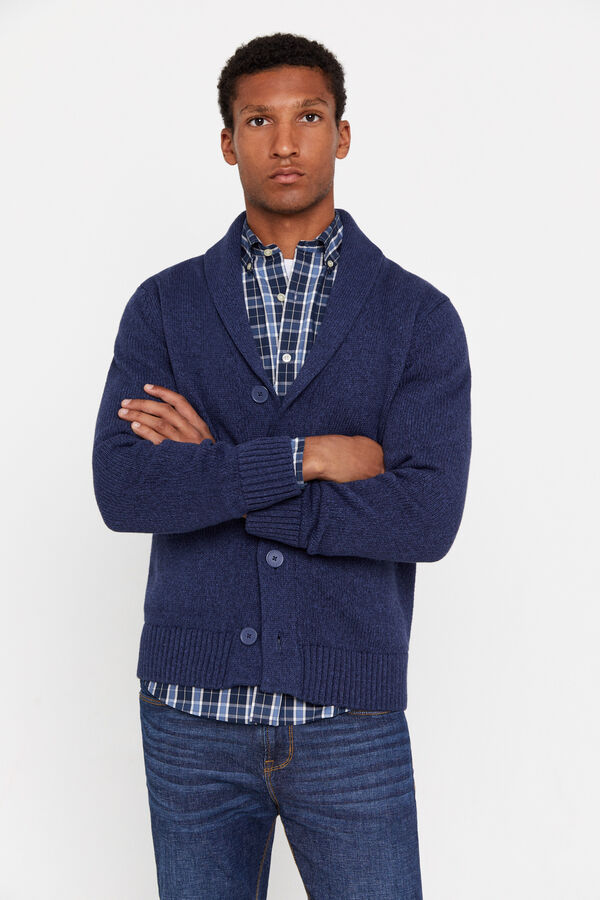 Cortefiel Cardigan algod&oacute;n estructura cierre botones Azul