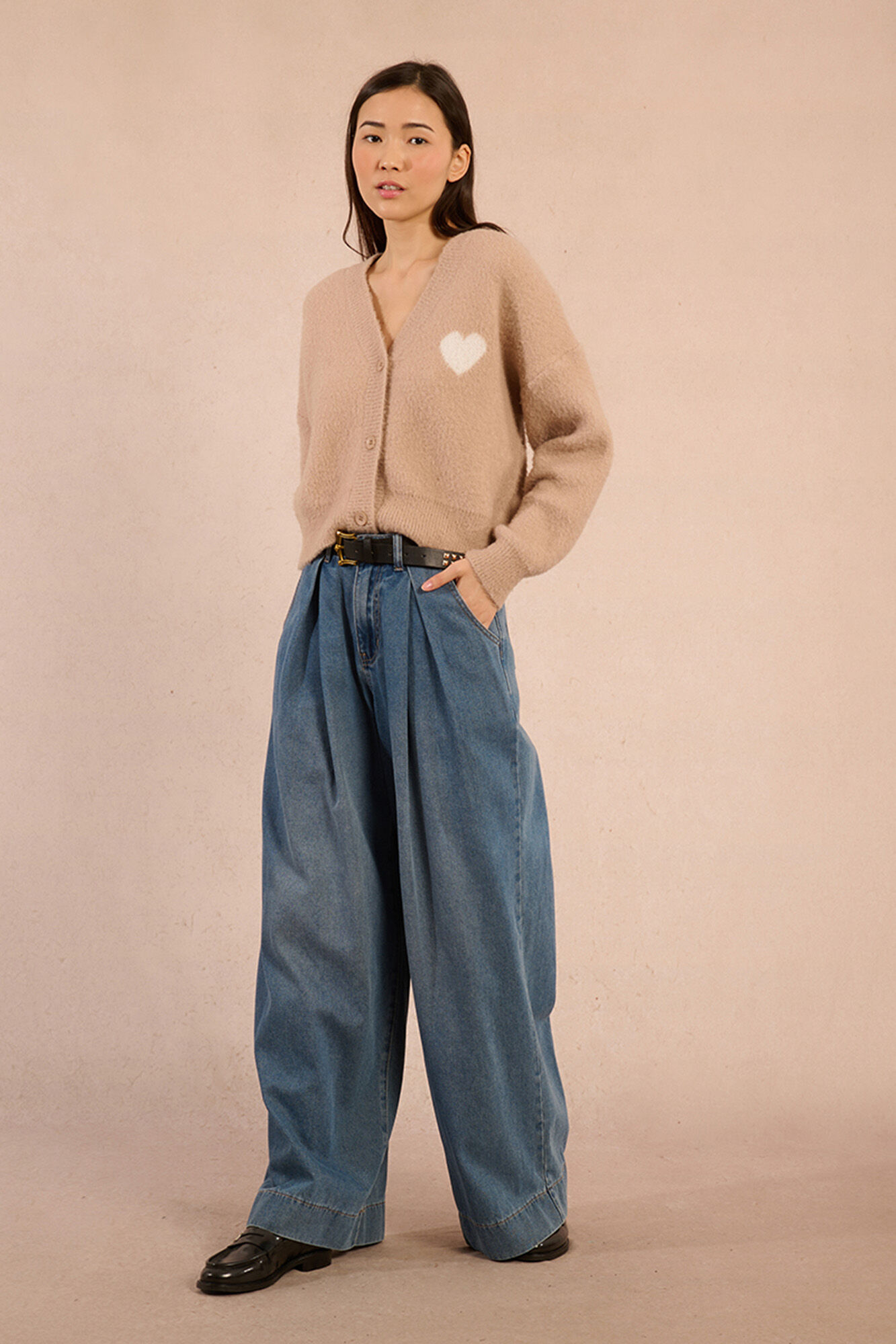 Molly Bracken C&aacute;rdigan de manga larga detalle coraz&oacute;n