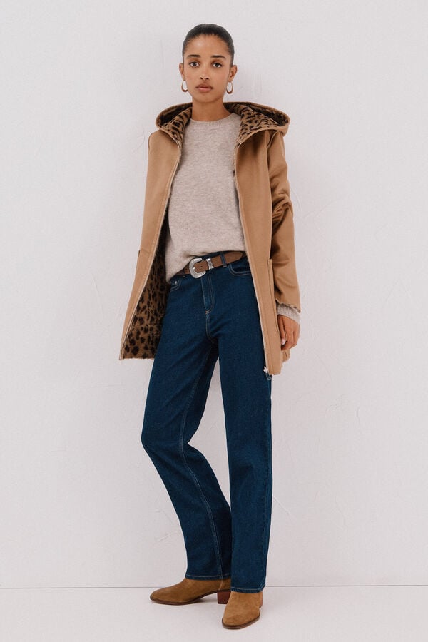 Cortefiel Abrigo efecto doble faz reversible Beige