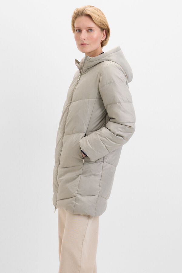 Cortefiel Abrigo largo plumas Kaki