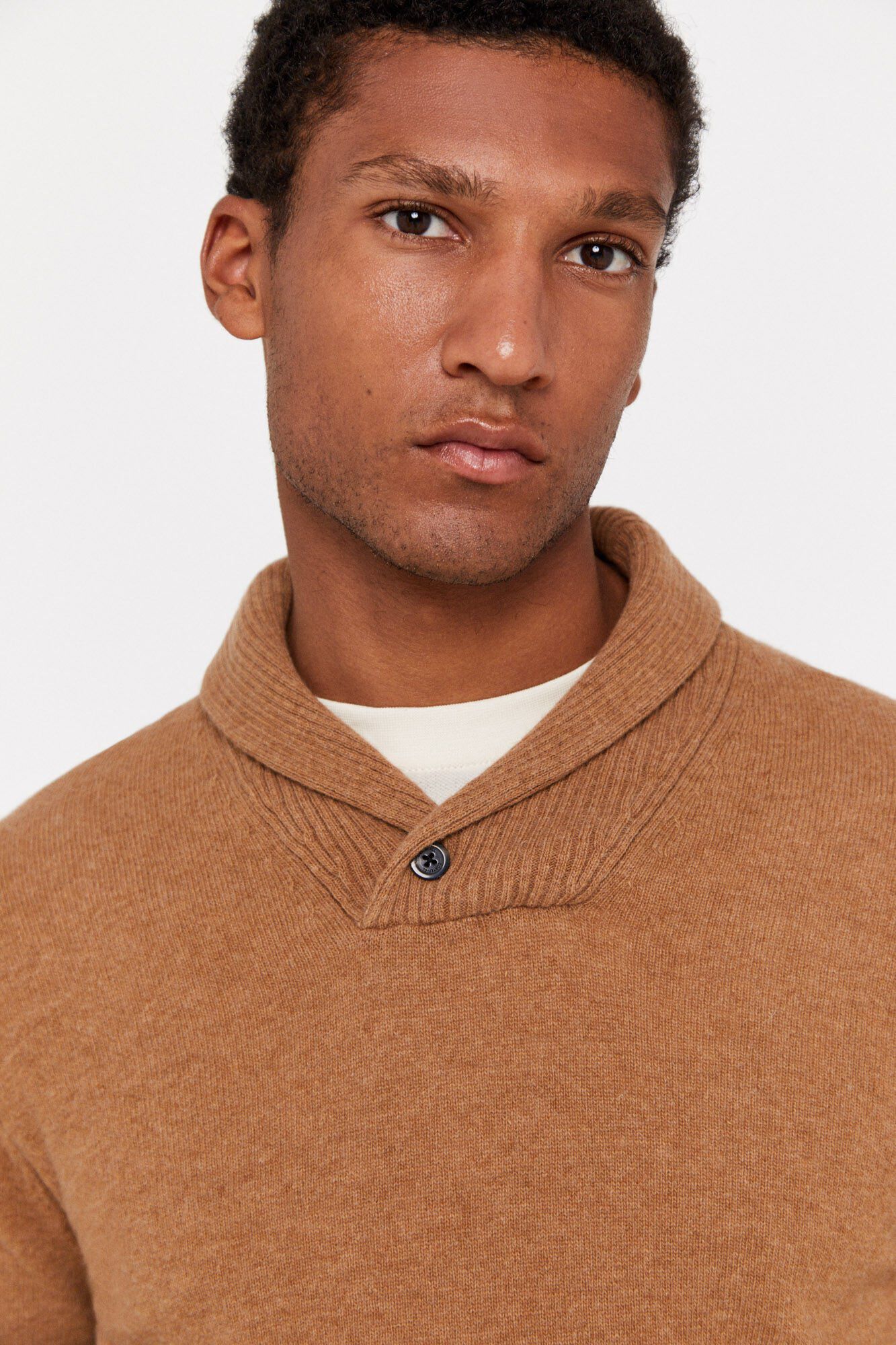 Cortefiel Camisola l&atilde; lambswool gola smoking