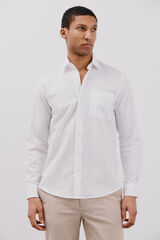 Cortefiel Camisa lino algod&oacute;n liso Blanco