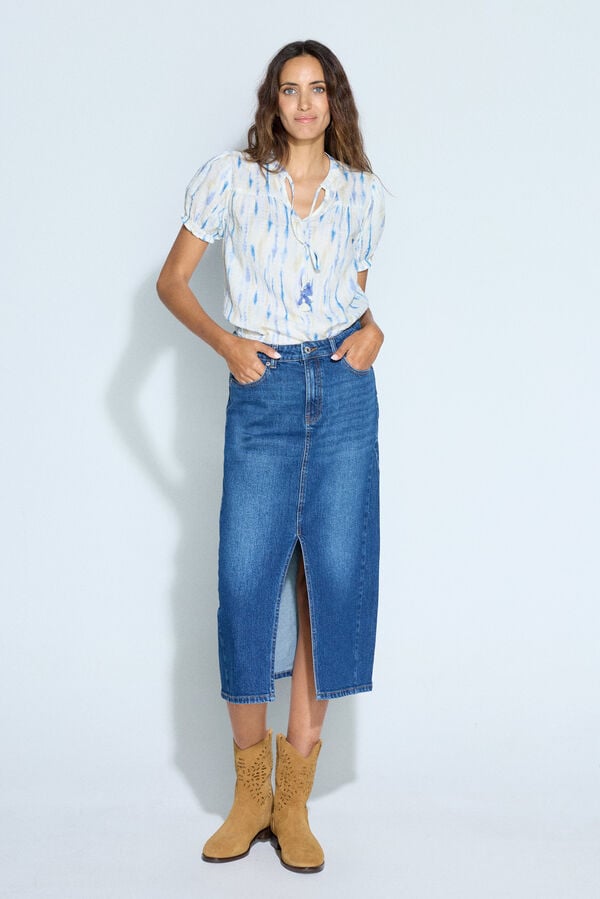 Slowlove Blusa estampada Estampado azul