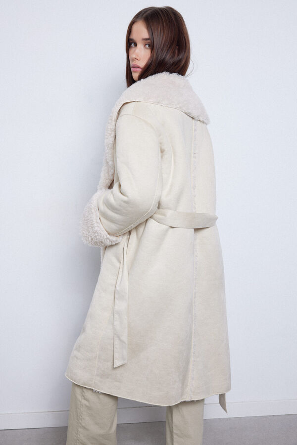 Slowlove Abrigo doble faz efecto pelo Marfil