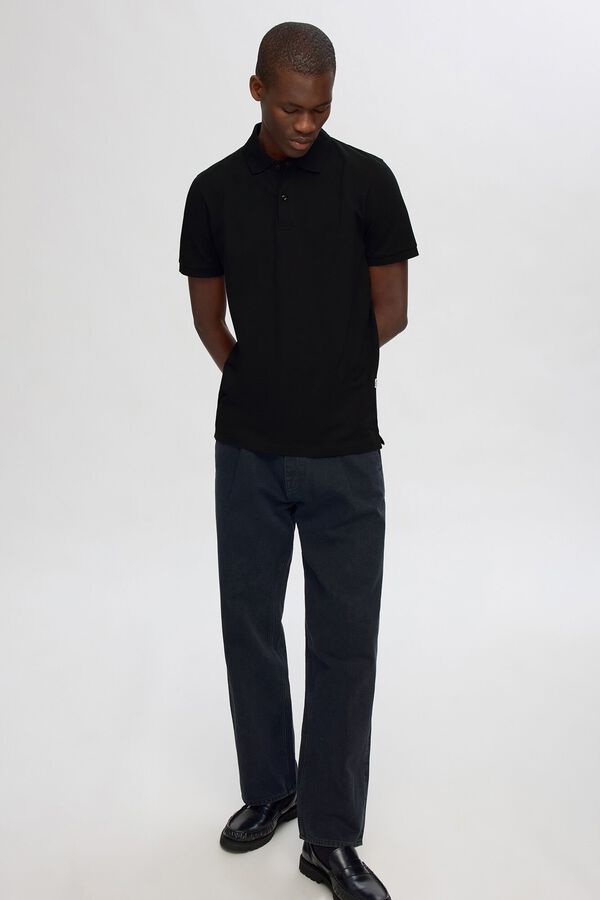 Selected P&oacute;lo de manga curta Preto