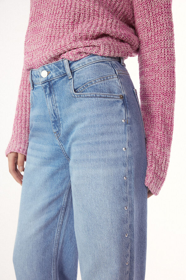 Slowlove Jeans com tachas Azul