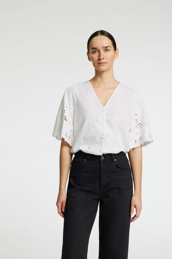 Selected Femme Camisa com detalhe bordado Branco