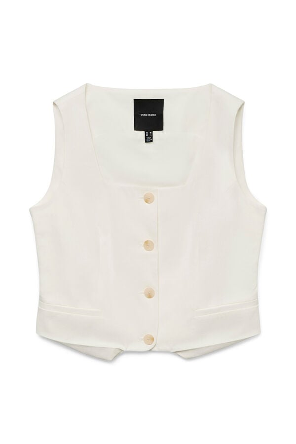 Vero Moda Colete curto com bot&otilde;es Branco