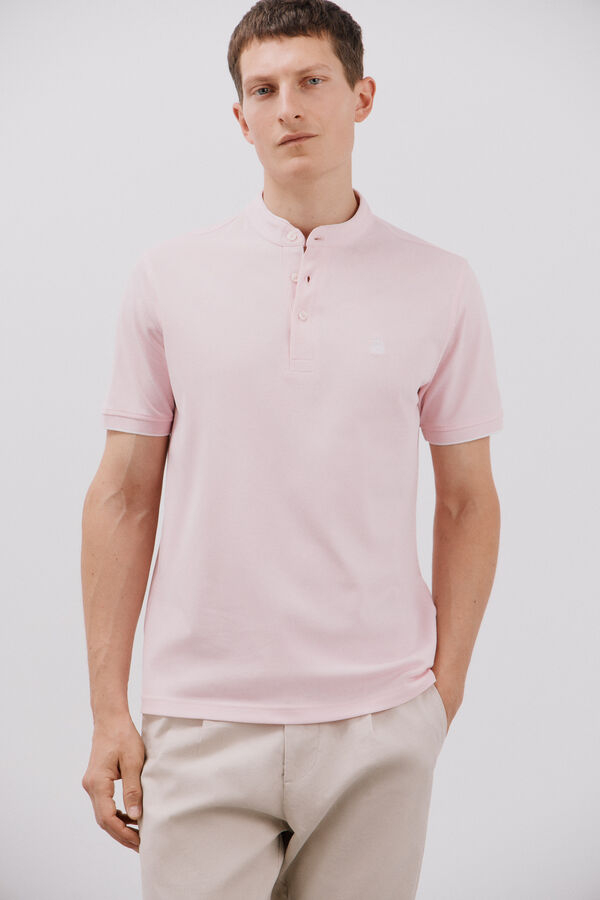 Cortefiel Polo cuello mao Rosa