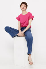 Cortefiel Camiseta volante Fucsia