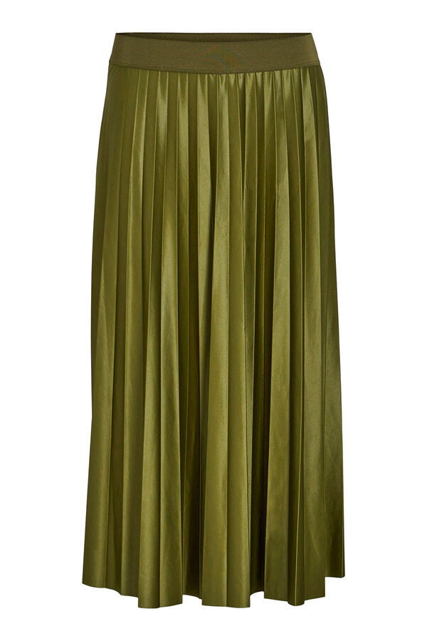 Vila Falda midi plisada Verde oscuro