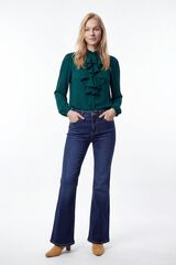 Vila Blusa de manga comprida com babados Azul