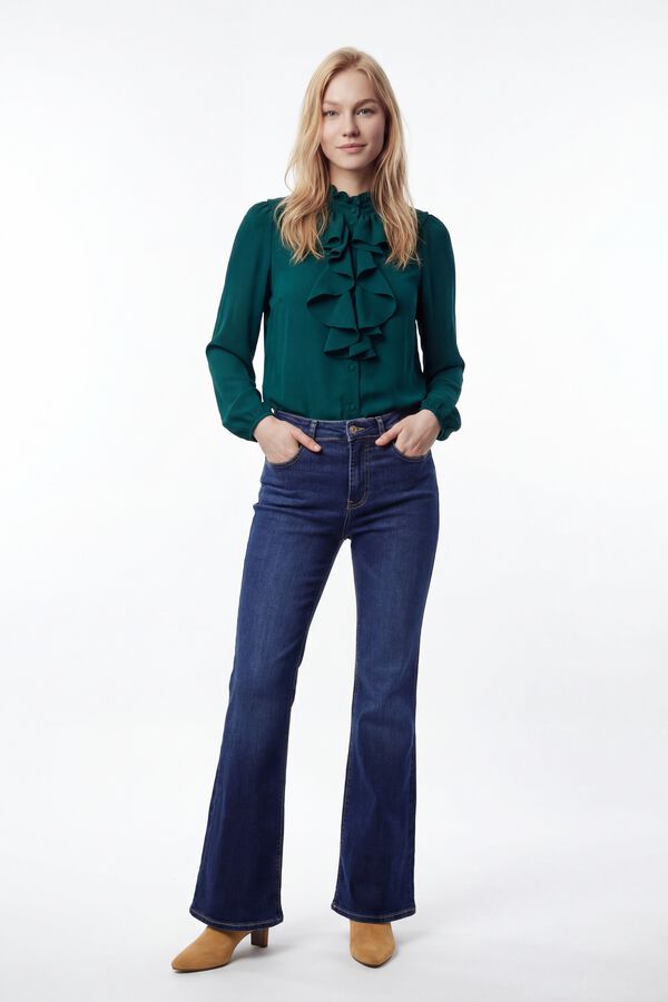 Vila Blusa de manga comprida com babados Azul