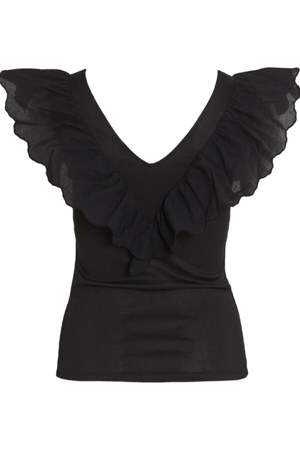 Vila Top justo com folho Preto