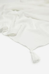 Cortefiel Lenço de seda efeito enrugado com pompons Branco