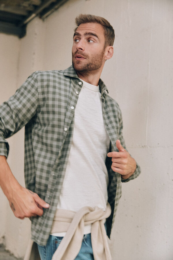 OOTO Camisa gola italiana slim Verde